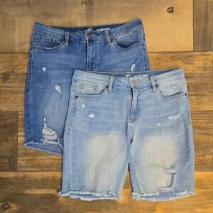 New York & Company Women's Blue Jean Shorts Set